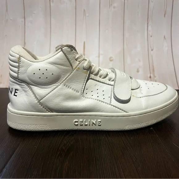 CELINE Womens White Calf Leather High-Top Logo Sneakers
SIZE 36 EU / 6 US - Picture 9 of 15